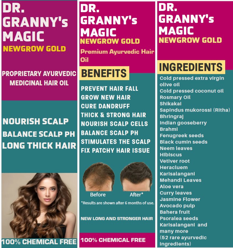 Dr. Granny's Magic Ayurvedic Hair Oil - 52 rare herbs formula for natural hair growth, hair fall control, and scalp nourishment