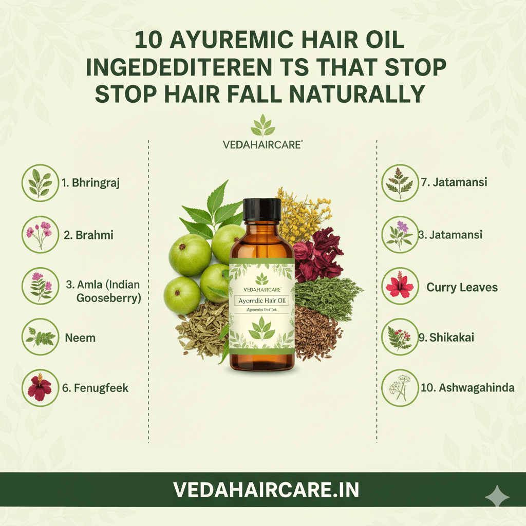 10 Ayurvedic Hair Oil Ingredients That Stop Hair Fall Naturally